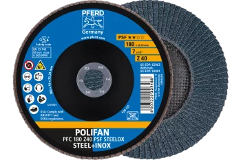 Круг пелюстковий тарілчастий 180*22 Z40 (нерж/метал) конічн.PFC POLIFAN