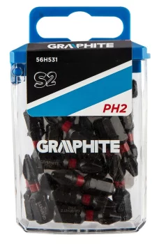 Біти GRAPHITE 1/4", ударні, PH2x25мм, сталь S2 набір 20шт