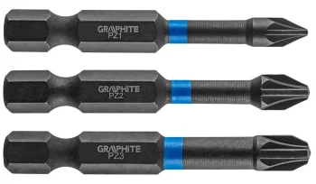 Біти GRAPHITE 1/4", ударні, PZ, 50мм, сталь S2 набір 3шт