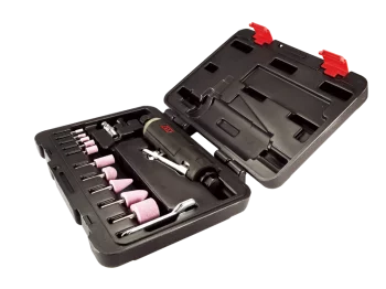 Пневмошліфмашина пряма  цанга 3 та 6мм 20000об/хв, з набором шарошок