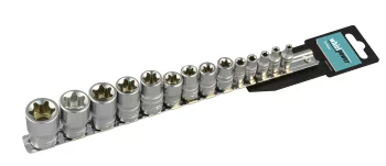 Набір головок 1/4", 3/8", 1/2" Е4-Е24 14од на планці