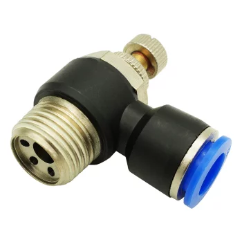 Кран для регулювання повітряного потоку, зовн.різьба 1/8" і цангове з'єднання для шлангів 10 мм