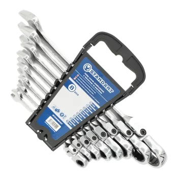 Набір ключів комбінованих із тріскачкою та шарніром 8-10,13, 15, 17, 19, 22 мм 8 од. на холдері СТАНДАРТ NFGW0801ST