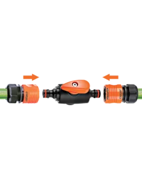 Адаптер двосторонній з краном для конектора поливального шлангу бл.