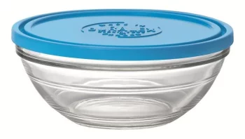Контейнер для зберігання Duralex Rond, круглий, 12см, 310мл, скло, пластик, прозорий, синій