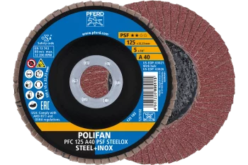Круг пелюстковий тарілчастий 125*22 A40 (нерж/метал) коніч.PSF STEELOX