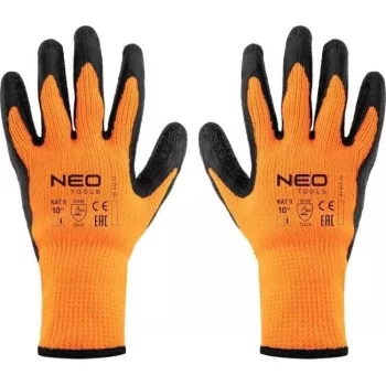 Рукавички робочі Neo Tools, латексне покриття, поліестер, р.10, помаранчево чорні