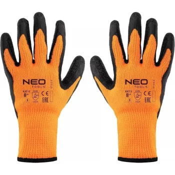 Рукавички робочі Neo Tools, латексне покриття, поліестер, р.8, помаранчево чорні