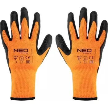 Рукавички робочі Neo Tools, латексне покриття, поліестер, р.9, помаранчево чорні