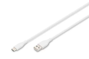 Кабель DIGITUS USB-A > USB-C заряджання/синхронізації, USB 2.0, 60W, силіконовий, 1м, білий