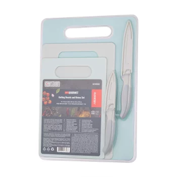 Набір кухонних дошок і ножів Ardesto Gemini Gourmet, 5 предметів, 25x17.6см, 28.8x19.6см, 35.2x24.8см, 8.9см, 12.7см, пластик, нержавіюча сталь