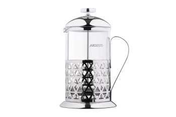 Френч-прес Ardesto Gemini Fasano, 1000мл, боросилікатне скло, нержавіюча сталь, прозорий