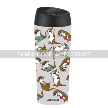 Термокухоль Ardesto Coffee Time Otter 450мл, нержавіюча сталь, бежевий