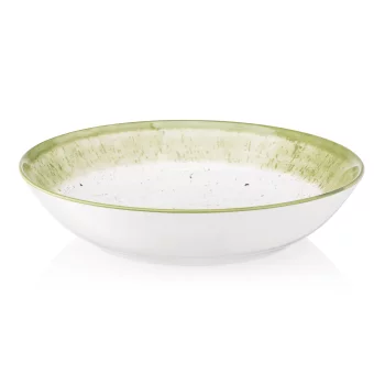 Тарілка супова Ardesto Siena, 20см, порцеляна, біло-зелений
