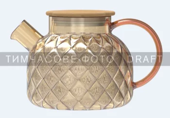 Заварник Ardesto Golden Moon Diamond 1000мл, боросилікатне скло, бамбук, золотистий