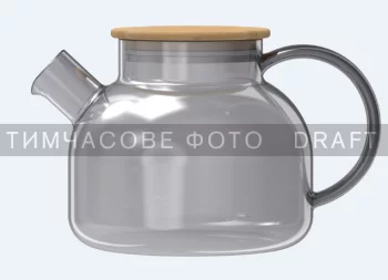 Заварник Ardesto Graphite 1000мл, боросилікатне скло, бамбук, cірий