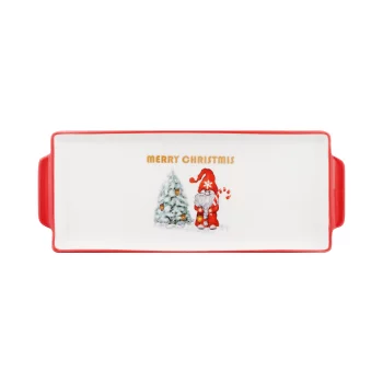 Блюдо Ardesto Christmas Gnomes, 30х12см, порцеляна, прямокутна