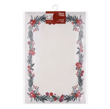 Серветка сервірувальна Ardesto Christmas Happy Holidays 30х45см, 90% поліестер, 10% бавовна, білий віночок