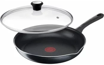 Сковорода з кришкою Tefal Day by Day, 24см, з кришкою, алюміній, бакеліт, скло, чорний