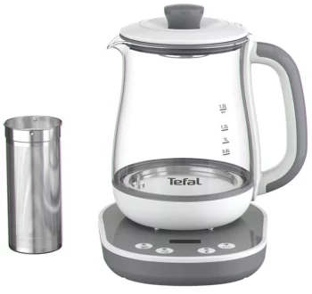 Електрочайник Tefal Tastea tea maker 1.5л, скло, заварник, біло-сірий