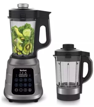 Блендер Tefal стаціонарний Ultrablend Vacuum Boost 1300Вт, чаша-2500мл, вакуумний, доп чаша 1400, сріблясто-чорний