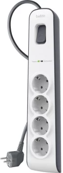 Подовжувач-фільтр мережевий Belkin 4хТип F, 3x1.5мм кв, 16А з захистом від перенапруги, 2м, білий