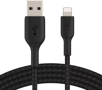 Кабель USB-A > Lightning заряджання/синхронізації Belkin 1м, 12Вт, плетений, чорний
