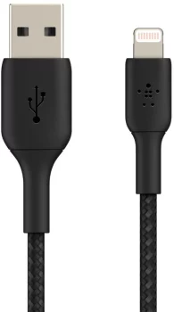 Кабель USB-A > Lightning заряджання/синхронізації Belkin 2м, 12Вт, плетений, чорний