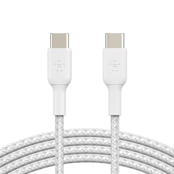 Кабель USB-C > USB-C заряджання/синхронізації Belkin 1м, 60Вт, Type-C, плетений, білий