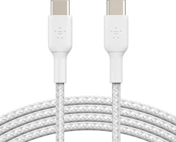 Кабель USB-C > USB-C заряджання/синхронізації Belkin 2м, 60Вт, Type-C, плетений, білий