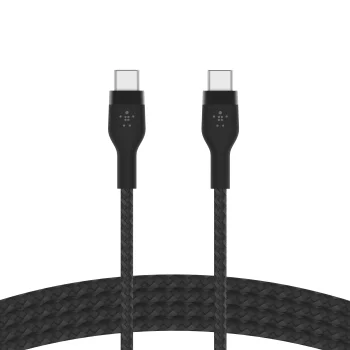 Кабель USB-C > USB-C заряджання/синхронізації Belkin 1м, 60Вт, Type-C, плетений, силіконовий, з ремінцем на магніті, чорний