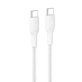 Кабель USB-C > USB-C заряджання/синхронізації Belkin 1м, 240Вт, Type-C, плетений, білий