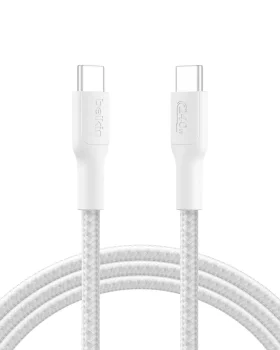Кабель USB-C > USB-C заряджання/синхронізації Belkin 2м, 240Вт, Type-C, плетений, білий