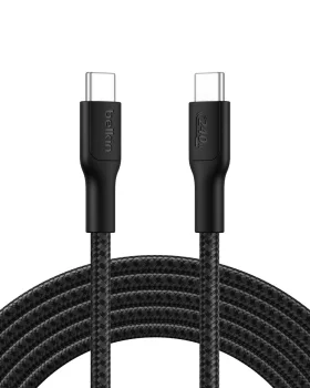Кабель USB-C > USB-C заряджання/синхронізації Belkin 3м, 240Вт, Type-C, плетений, чорний