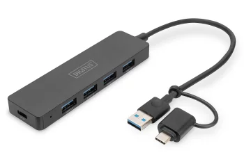 Хаб DIGITUS USB-A/C > 4хUSB-А, 0,2 м, активний (опція)