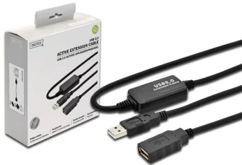 Кабель DIGITUS USB-A (M/F) заряджання/синхронізації, 10м, активний, чорний