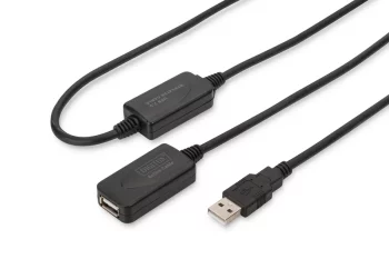 Подовжувач DIGITUS USB 2.0 Active Cable, A/M-A/F, 20м, чорний