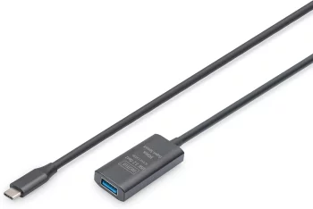 Подовжувач DIGITUS USB 3.2 Gen1 Active Cable 5G, C/M-A/F, 5м, чорний