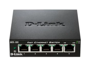Комутатор D-Link DES-105/E 5xFE, Некерований, Метал