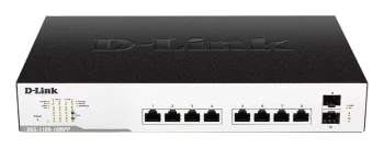 Комутатор D-Link DGS-1100-10MPP 8xGE PoE, 2xSFP, 242Вт, EasySmart