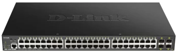 Комутатор D-Link DGS-1250-52XMP 48xGE PoE, 4xSFP+, 370W, Smart