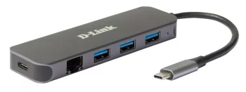 Мережевий адаптер D-Link DUB-2334 1xGE, 3xUSB 3.0, 1xUSB-C, USB-C