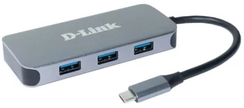USB-Концентратор D-Link DUB-2335 3xUSB3.0, 1xUSB-C/PD, 1xHDMI 1.4b, 1xGE, USB-C