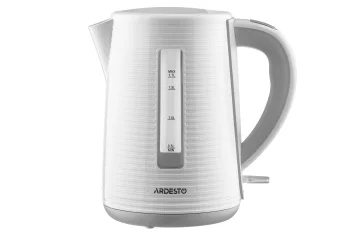 Електрочайник Ardesto White stripes 1.7л, Strix, пластик, біло-сірий
