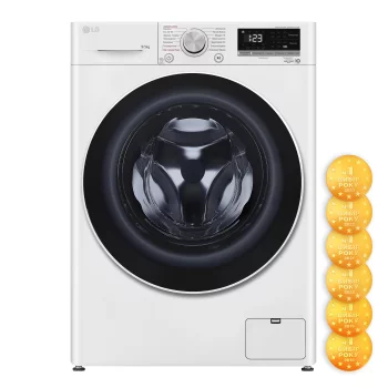Прально-сушильна машина LG фронтальна, 9(5)кг, 1200, А, 48см, дисплей, пара, інвертор, білий