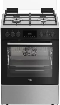 Плита Beko комбінована, 72л, 60x60см, дисплей, конвекція, чавун, чорний