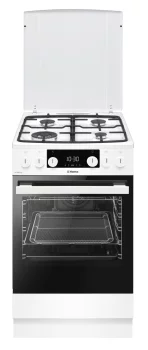 Плита Hansa комбінована, 65л, 50x60см, дисплей, конвекція, чавун, білий