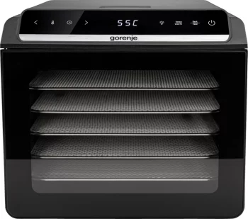 Сушарка для продуктів Gorenje 580Вт, піддонів - 6x1.5см, діаметр - 25см, макс - 75°С, дисплей, пластик+метал, чорний