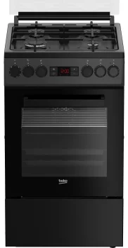 Плита Beko комбінована, 60л, 50x60см, дисплей, конвекція, чавун, чорний