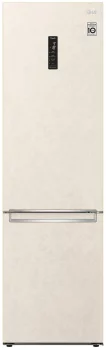 Холодильник LG з нижн. мороз., 203x60х68, холод.відд.-277л, мороз.відд.-107л, 2дв., А++, NF, інв., диспл зовн., зона св-ті, Metal Fresh, бежевий